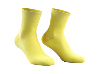 Pair of Yellow Casual Socks, Sock Mockup, Sock isolated, Sock transparent background, 3D Sock Png, Sock Png