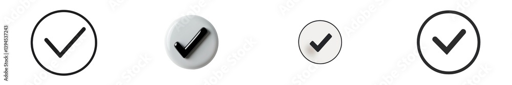 Aufkleber Isolated minimalist mockups of check marks in various sizes on a plain background showcasing simple design elements