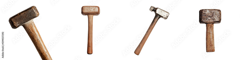 Poster different types of hammers isolated on a white background for minimalist mockup presentation