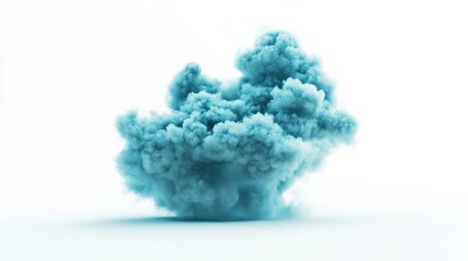 Teal smoke cloud on white