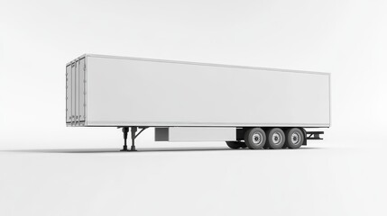 Isolated white semi trailer truck with copy space on a neutral background.
