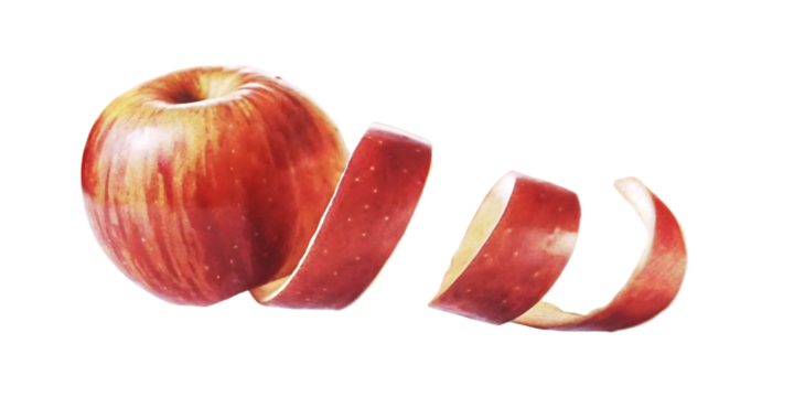 red apple peel isolated on white background PNG. GENERATIVE AI