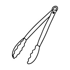 Kitchen tongs vector doodle illustration