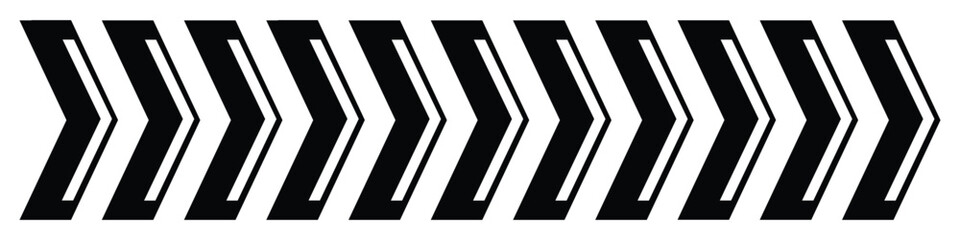 Arrow moving dynamic symbols. Road lines arrow zigzag chevron speeds tire track flat style. Vector-10 eps
