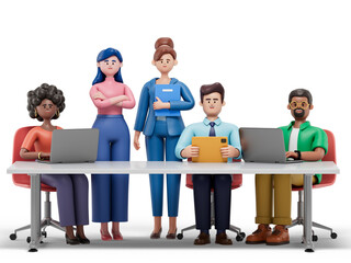 Obraz premium Professional team at work, symbolizing teamwork and efficiency. 3D rendering, conceptual image. Isolated on white background.