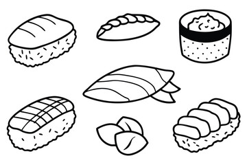 sushi line art modern interpretation of traditional Japanese cuisine