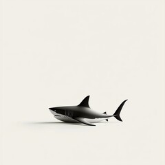 Fototapeta premium Minimalist Illustration of a Shark on Neutral Background