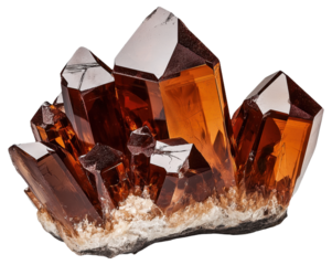 Cluster of red and orange gem crystals with sharp edges