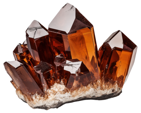 Cluster of red and orange gem crystals with sharp edges