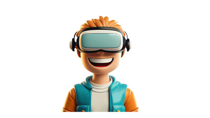 A young boy excitedly wearing a VR headset, perfect for tech, gaming, or futuristic-themed projects.