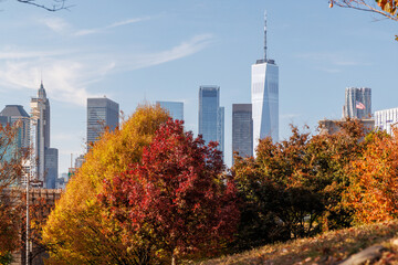 The New York Manhattan skyline during autumn