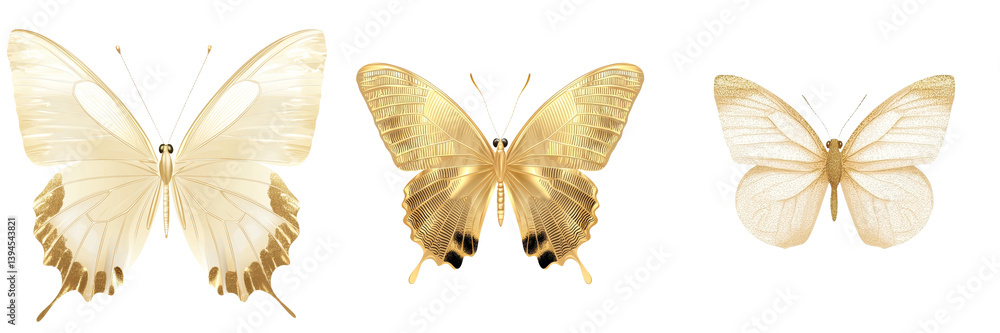 Poster elegant collection of isolated minimalist butterfly mockups showcasing delicate designs in soft hues