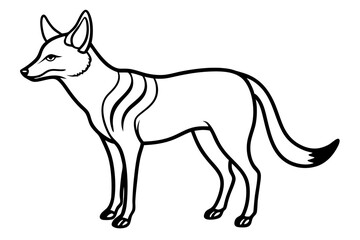 Elegant Addax antelope silhouette in minimalist line art vector style. This clean and modern wildlife design features the distinctive curved horns and sleek profile of the desert-dwelling Addax, 