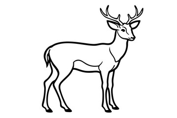 Elegant Addax antelope silhouette in minimalist line art vector style. This clean and modern wildlife design features the distinctive curved horns and sleek profile of the desert-dwelling Addax, 