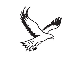 Fototapeta premium Flying Bald Eagle silhouette vector