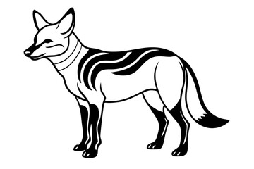 Elegant Addax antelope silhouette in minimalist line art vector style. This clean and modern wildlife design features the distinctive curved horns and sleek profile of the desert-dwelling Addax, 