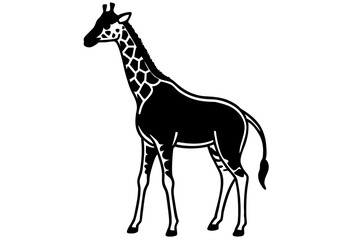 Elegant Addax antelope silhouette in minimalist line art vector style. This clean and modern wildlife design features the distinctive curved horns and sleek profile of the desert-dwelling Addax, 