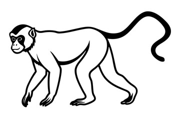 Elegant Addax antelope silhouette in minimalist line art vector style. This clean and modern wildlife design features the distinctive curved horns and sleek profile of the desert-dwelling Addax, 