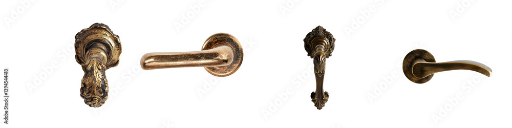 Poster elegant minimalist mockups of decorative door handles showcasing intricate designs and finishes in a