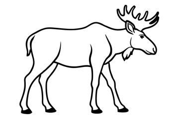 Elegant Addax antelope silhouette in minimalist line art vector style. This clean and modern wildlife design features the distinctive curved horns and sleek profile of the desert-dwelling Addax, 