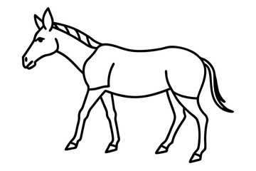 Elegant Addax antelope silhouette in minimalist line art vector style. This clean and modern wildlife design features the distinctive curved horns and sleek profile of the desert-dwelling Addax, ideal