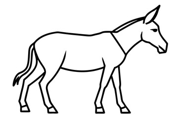 Elegant Addax antelope silhouette in minimalist line art vector style. This clean and modern wildlife design features the distinctive curved horns and sleek profile of the desert-dwelling Addax, 