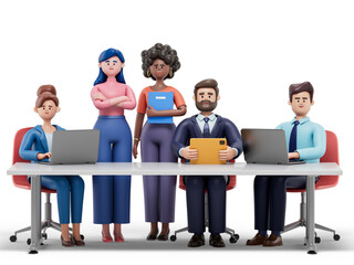 Obraz premium Professional team at work, symbolizing teamwork and efficiency. 3D rendering, conceptual image. Isolated on white background.