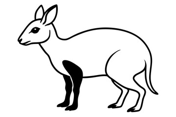 Elegant Addax antelope silhouette in minimalist line art vector style. This clean and modern wildlife design features the distinctive curved horns and sleek profile of the desert-dwelling Addax, 