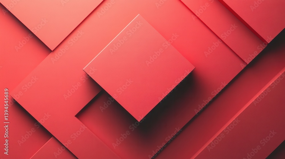 Poster a vibrant arrangement of red geometric shapes layered together, creating a dynamic visual texture an