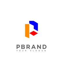 Modern Colorful Geometric P Letter Logo Design Template