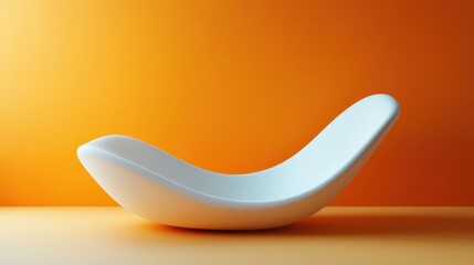 Fototapeta premium A sleek, modern white lounge chair against a vibrant orange background, showcasing minimalist design and contemporary aesthetics.