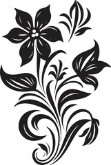 Minimalist Petal Essence Black Hand Drawn Emblem Elegant Vector Blossom Minimalist Black Icon Design