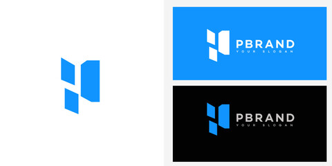 Modern Abstract Blue P Brand Logo Design for Business