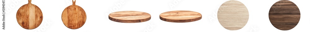 Poster Minimalist mockups of isolated wooden circular serving boards highlighting texture and design in a clean setting
