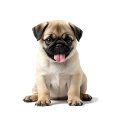 Obraz premium An adorable Pug puppy (Canis lupus familiars) sitting in a cute pose against a white background