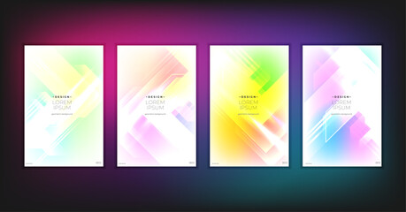 Abstract geometric composition forms modern background with decorative triangles and patterns backdrop vector illustration set