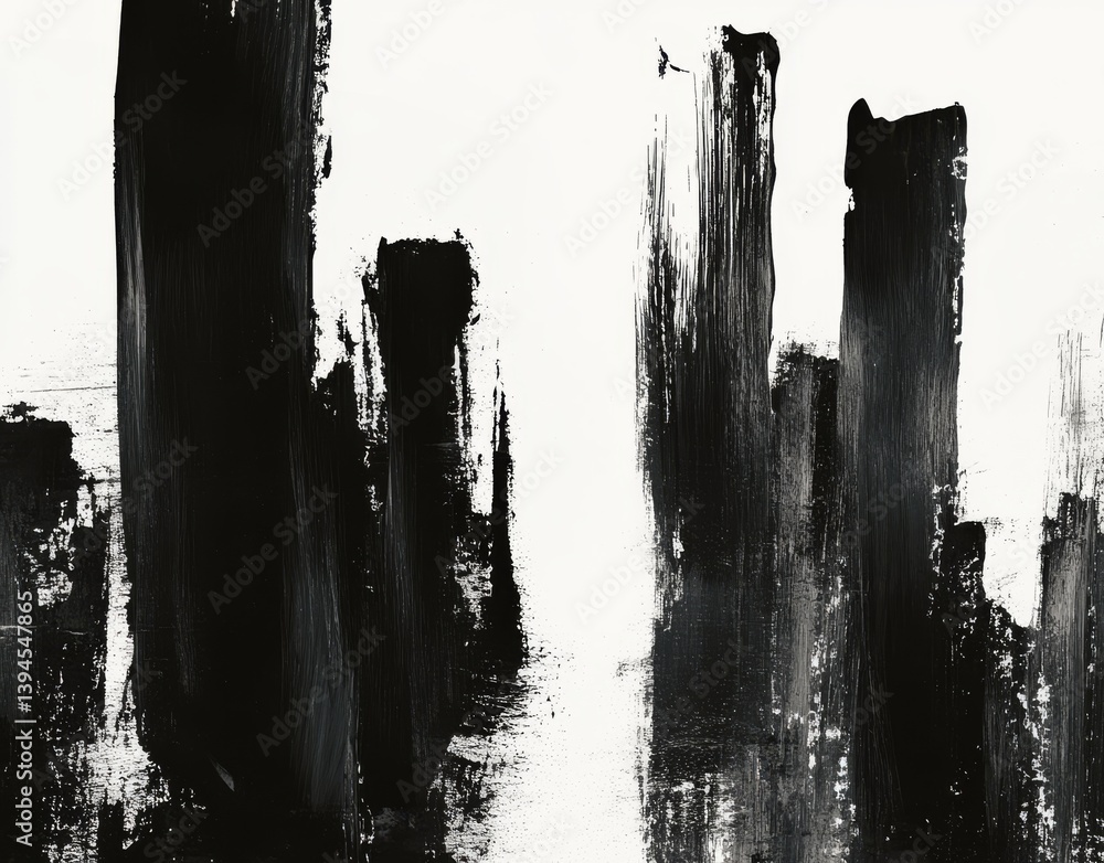 Poster a wide black brushstroke produces a textured, artistic backdrop with visible brushstrokes and uneven