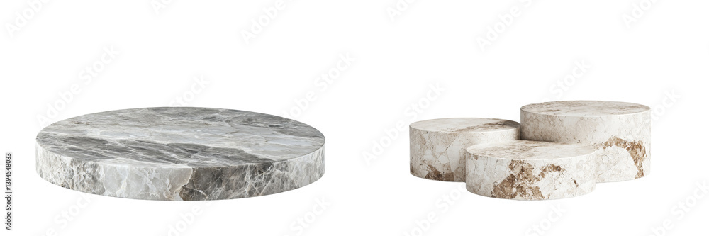 Aufkleber minimalist mockups featuring isolated marble and stone circular displays in neutral tones for modern