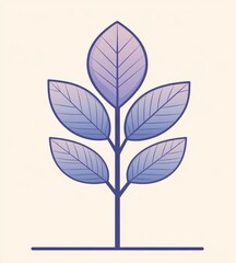 Obraz premium A clean line art design featuring a stylized sprout with three leaves, embodying growth, nature, and new beginnings, suitable for branding eco-friendly or organic products