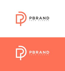 Minimalist PD Brand Logo Design Coral, White, Typography