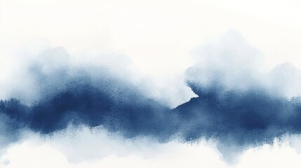 Abstract watercolor wash background with soft, flowing, and blended navy blue and white hues.