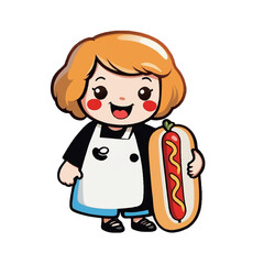 Child holding a hot dog with enthusiasm during a summer fair in a lively outdoor setting