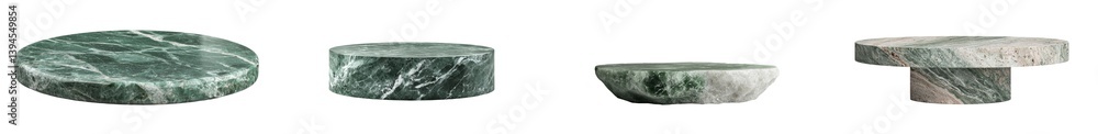 Poster minimalist mockups featuring isolated marble tables in various shapes and designs showcasing simplic