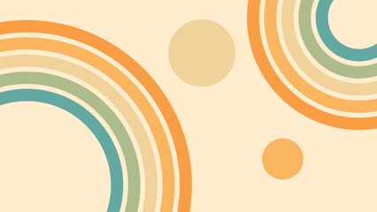 Abstract background of rainbow and sun groovy Wavy Line design in 1970s Hippie Retro style. Vector pattern ready to use for cloth, textile, wrap and other.