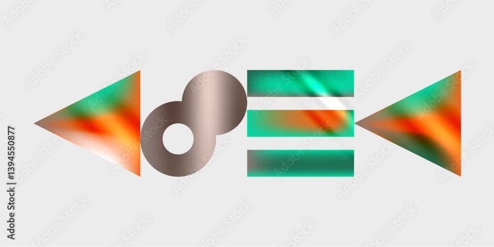 Aufkleber Abstract graphic design features colorful shapes. Arrows, circle, rectangles create modern composition. Gradient hues blend, offering visual interest. Minimalist style, clean lines.