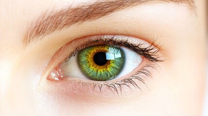 Obraz premium Close-up of a Woman s Vibrant Green Eye, Highlighting Iris Details and Natural Beauty
