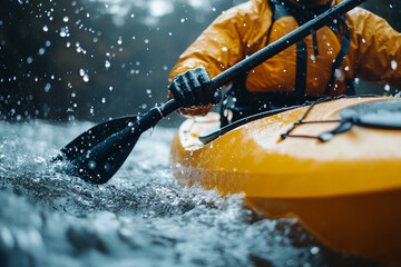 Naklejka premium Generative AI image of paddleboarding during sunset showcasing summer water sports and active lifestyle