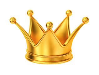 Golden royal crown  isolated on white. Clipping path included