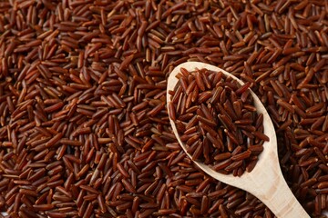 Brown rice in the spoon