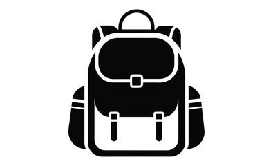 School backpack vector art silhouette, Black school backpack silhouette vector design